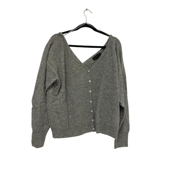 Zara Women Cardigan Sweater XL Gray Knitted Wool V Neck Front Back NWOT - Picture 2 of 8